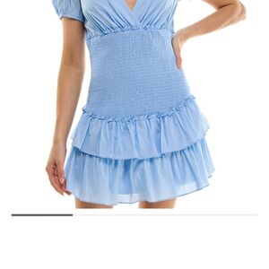 Easter dress! B Darlin Juniors' Cotton Puff-Sleeve Smocked Dress